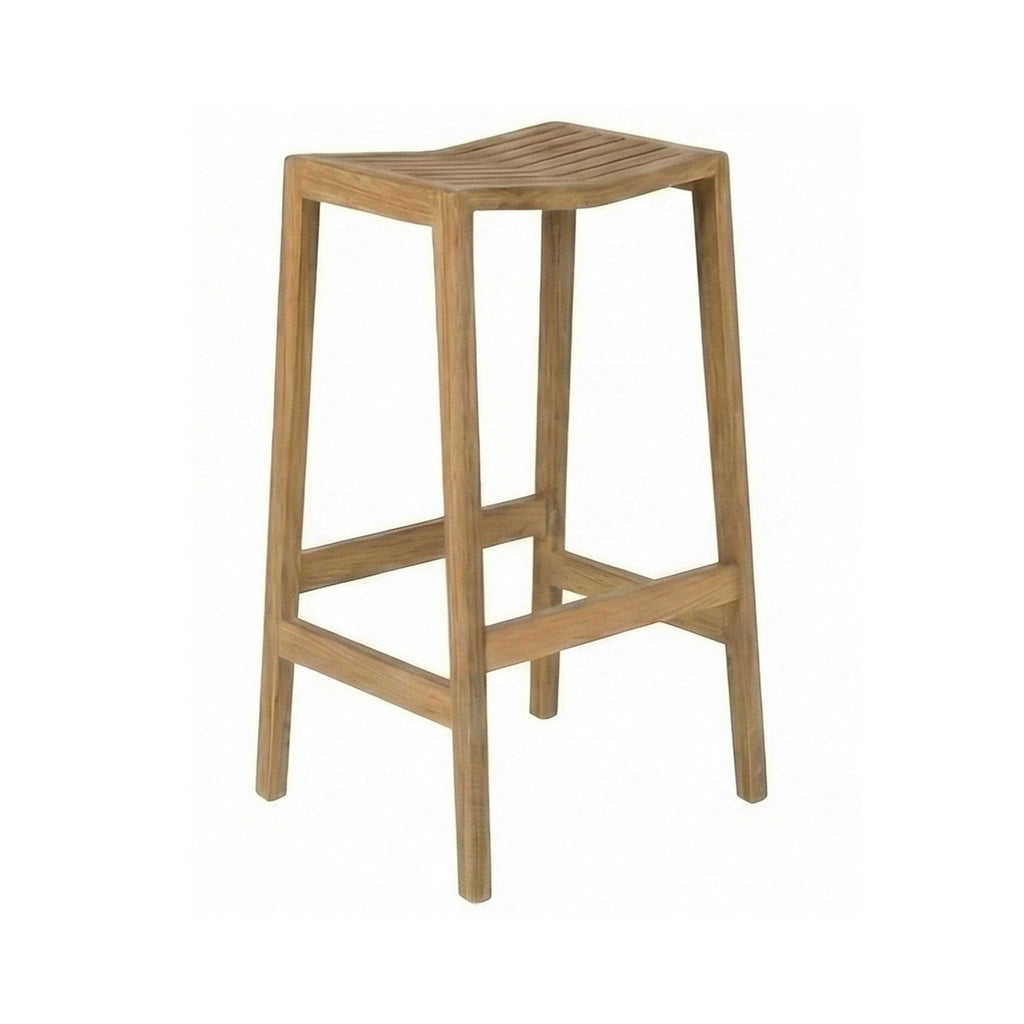 Baptiste Backless Teak Outdoor Bar Stool