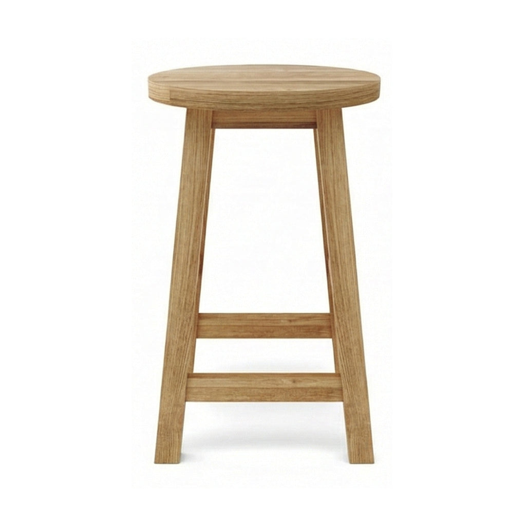 Aimee Round Backless Teak Outdoor Bar Stool