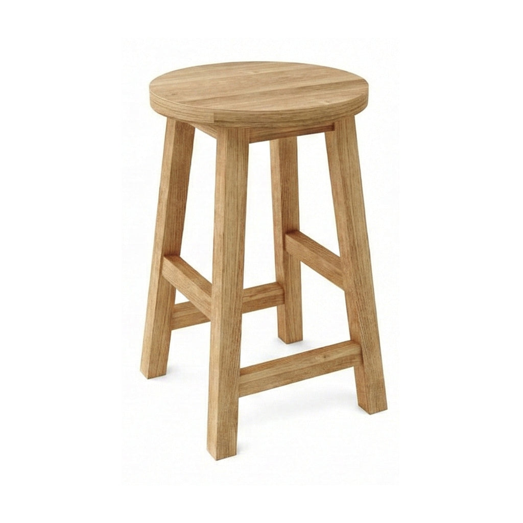 Aimee Round Backless Teak Outdoor Bar Stool