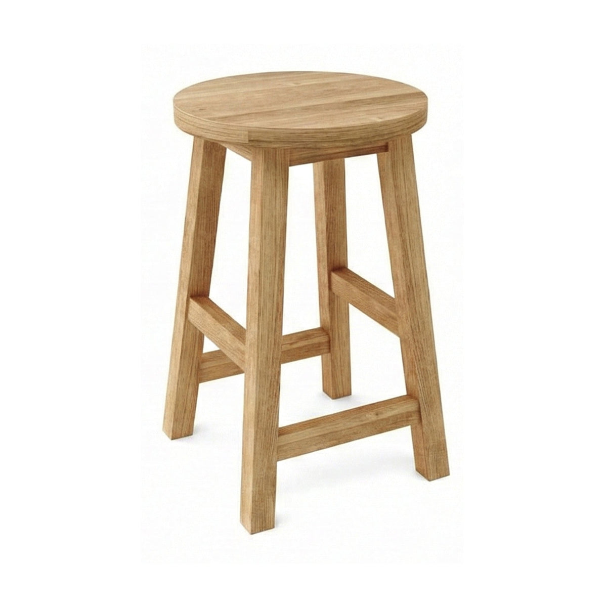 Aimee Round Backless Teak Outdoor Bar Stool