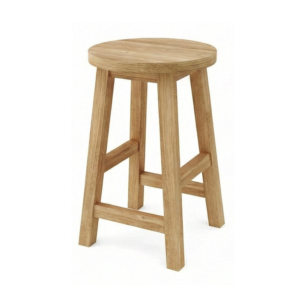 Aimee Round Backless Teak Outdoor Bar Stool