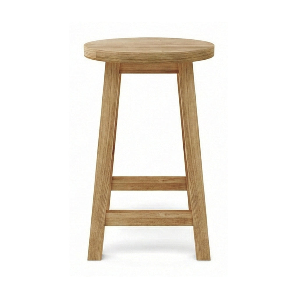 Aimee Round Backless Teak Outdoor Bar Stool