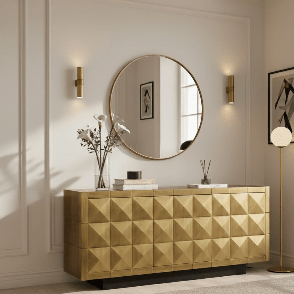 Abitha Luxury Brushed Gold 3 Door Sideboard