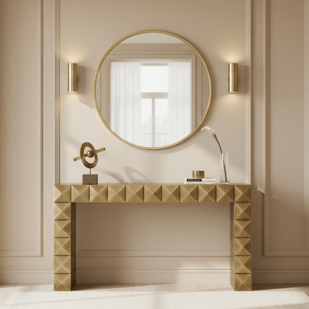 Abitha Luxury Brushed Gold Console Table