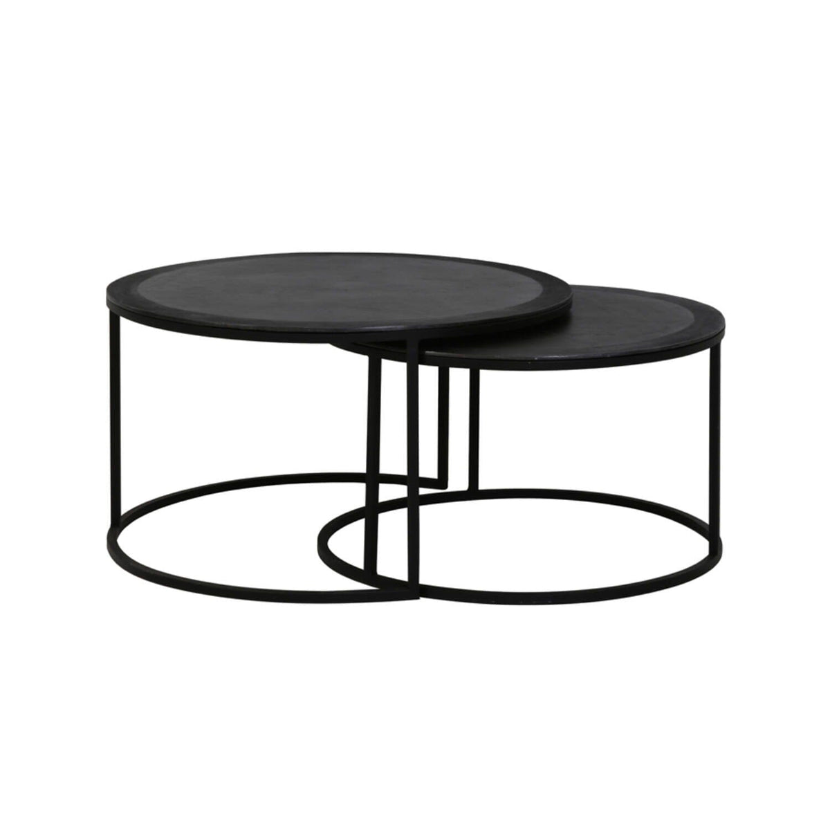 Adele Black Round Nested Metal Coffee Tables - Set of 2