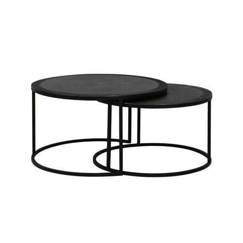 Adele Black Round Nested Metal Coffee Tables - Set of 2