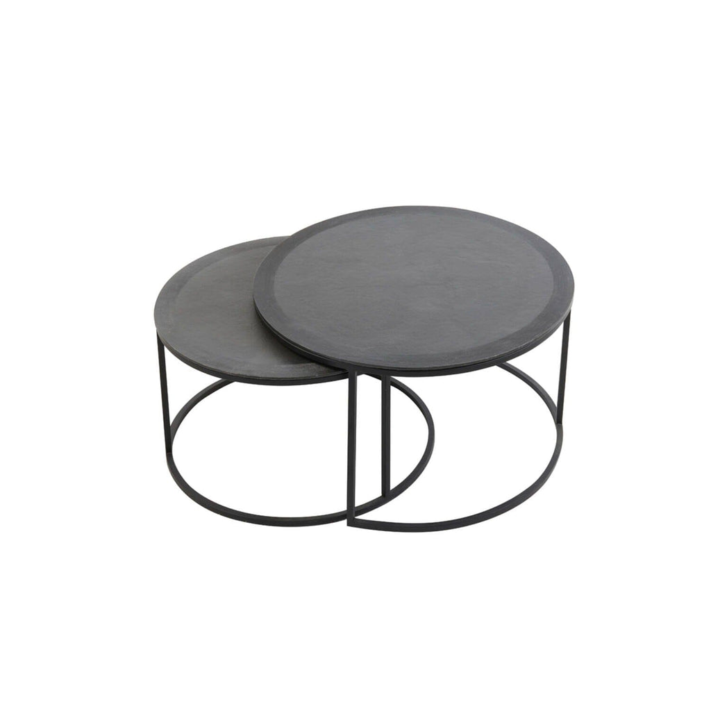 Adele Black Round Nested Metal Coffee Tables - Set of 2