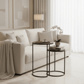Adele Black Tall Round Nested Metal Side Tables - Set of 2