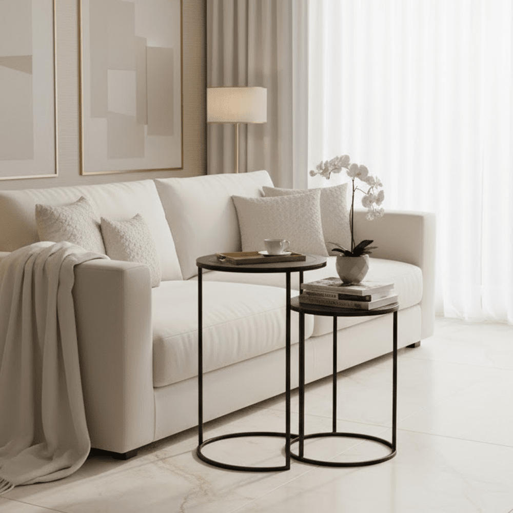 Adele Black Tall Round Nested Metal Side Tables - Set of 2