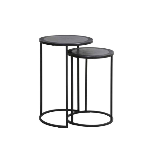 Adele Black Tall Round Nested Metal Side Tables - Set of 2