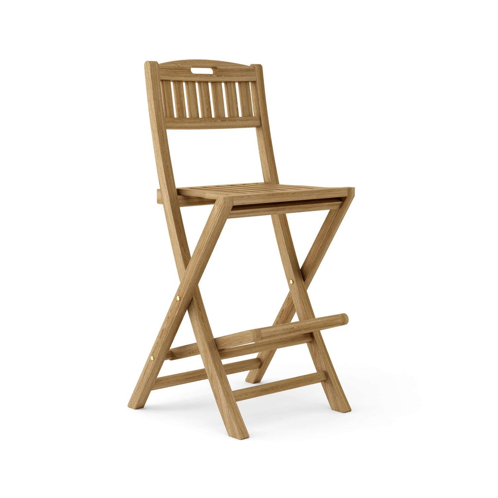 Alain Folding Armless Teak Outdoor Bar Stool