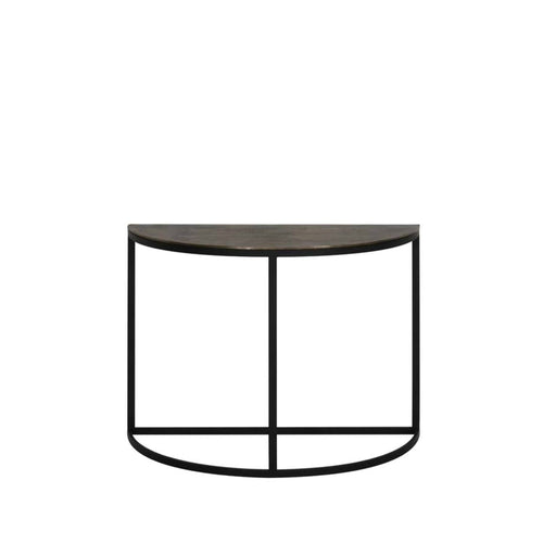 Alon Black Metal Half Moon Console Table with Bronze Top