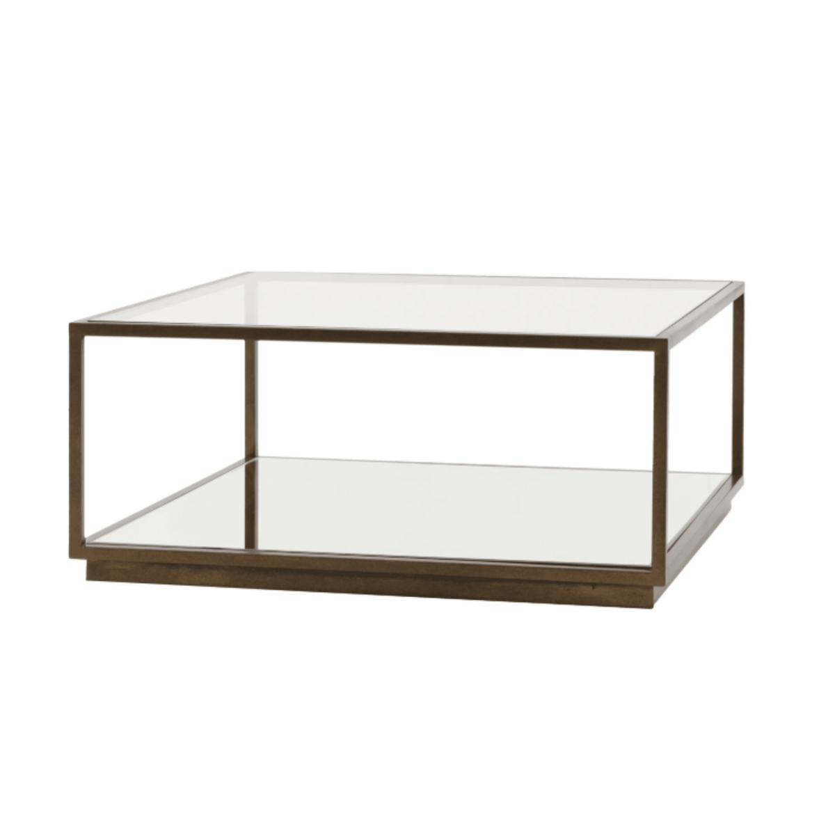Alpha Bronze & Glass Coffee Table with Mirrored Shelf