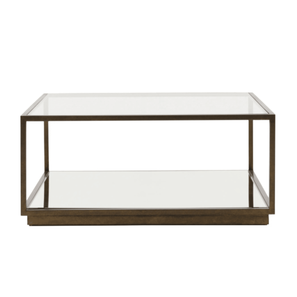 Alpha Bronze & Glass Coffee Table with Mirrored Shelf