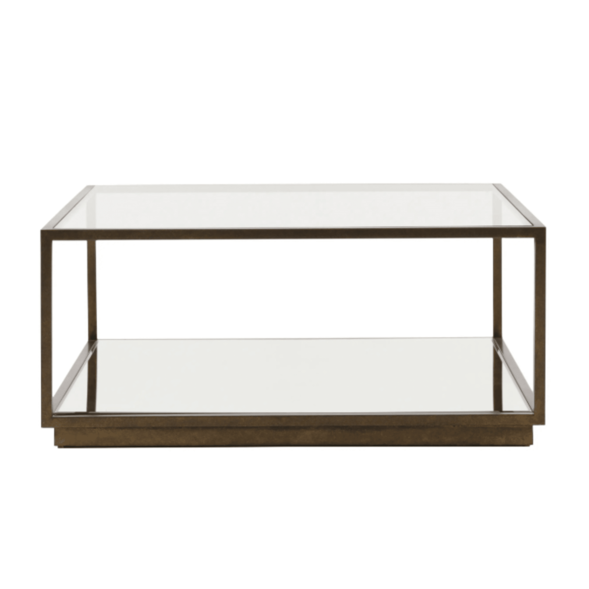 Alpha Bronze & Glass Coffee Table with Mirrored Shelf
