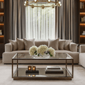 Alpha Bronze & Glass Coffee Table with Mirrored Shelf