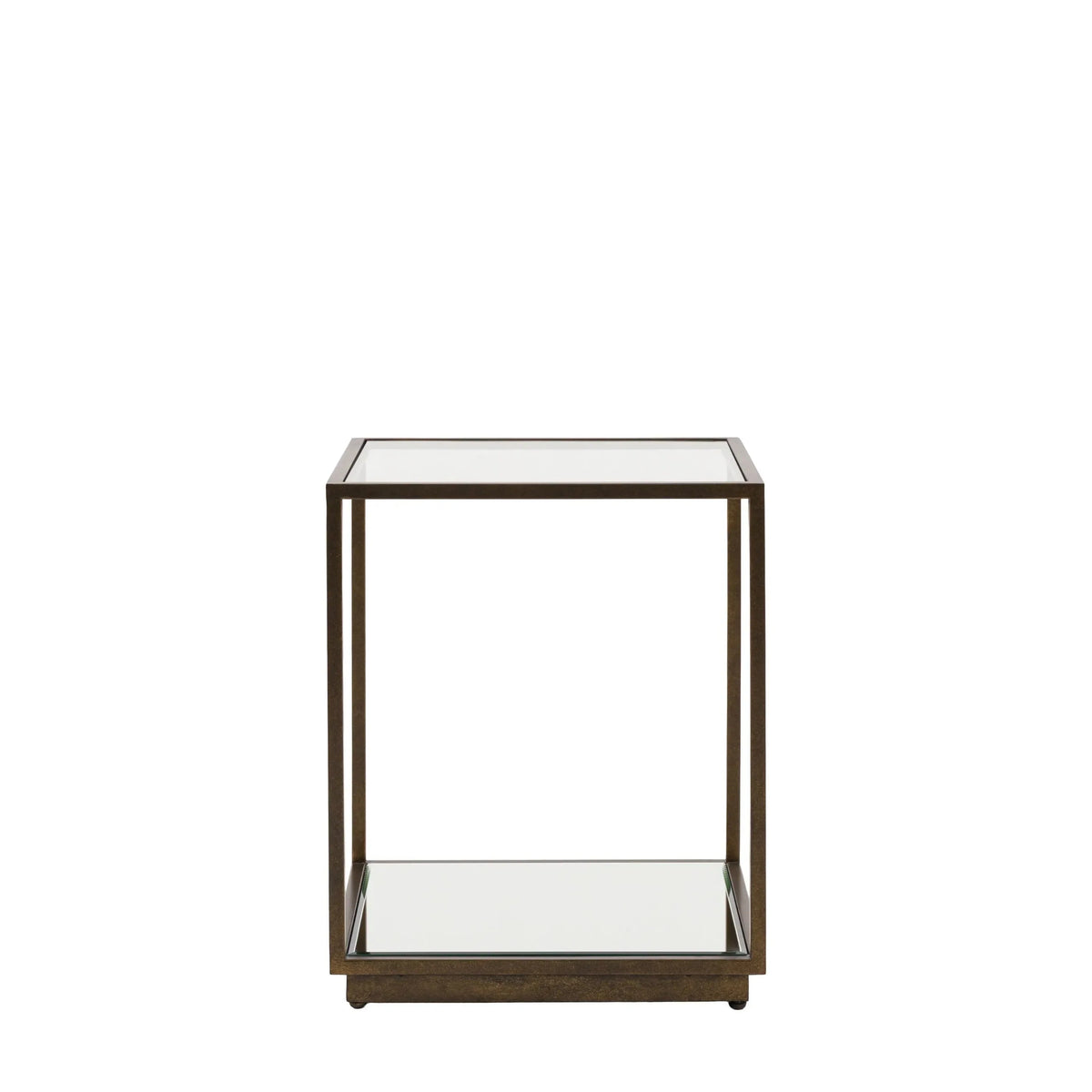 Alpha Bronze & Glass Side Table with Mirrored Shelf