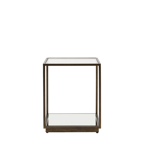 Alpha Bronze & Glass Side Table with Mirrored Shelf