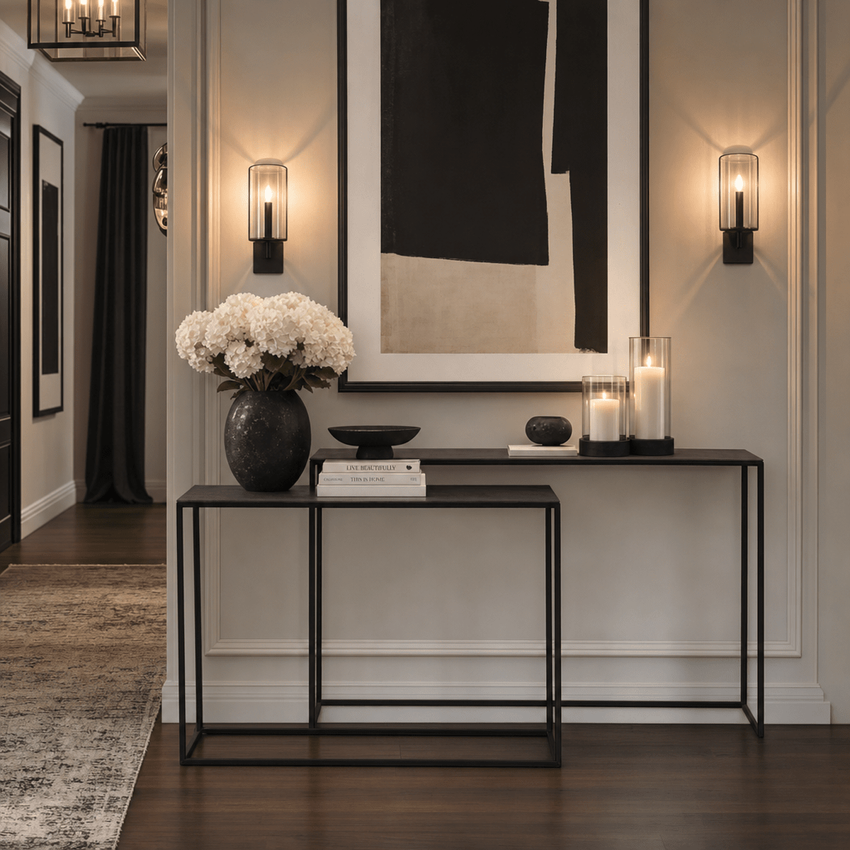Alta Black Metal Nesting Console Tables - Set of 2