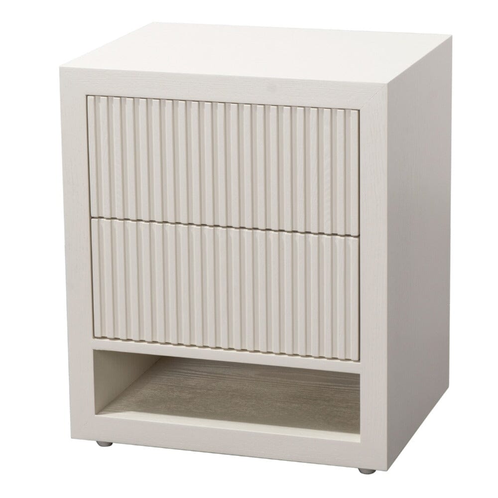 Alviana White Ribbed Bedside Table