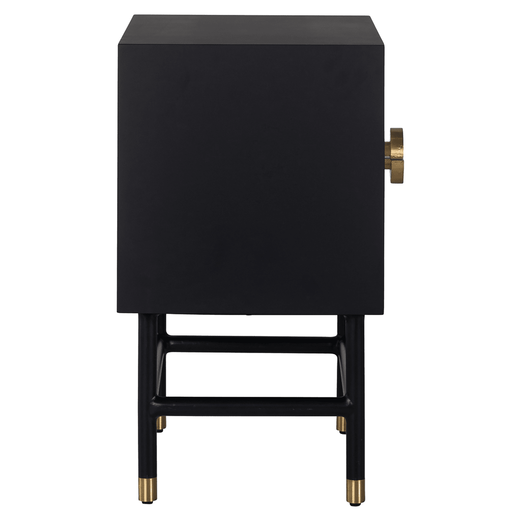 Amera Abstract Monochrome Bone Inlay 2 Drawer Bedside Table