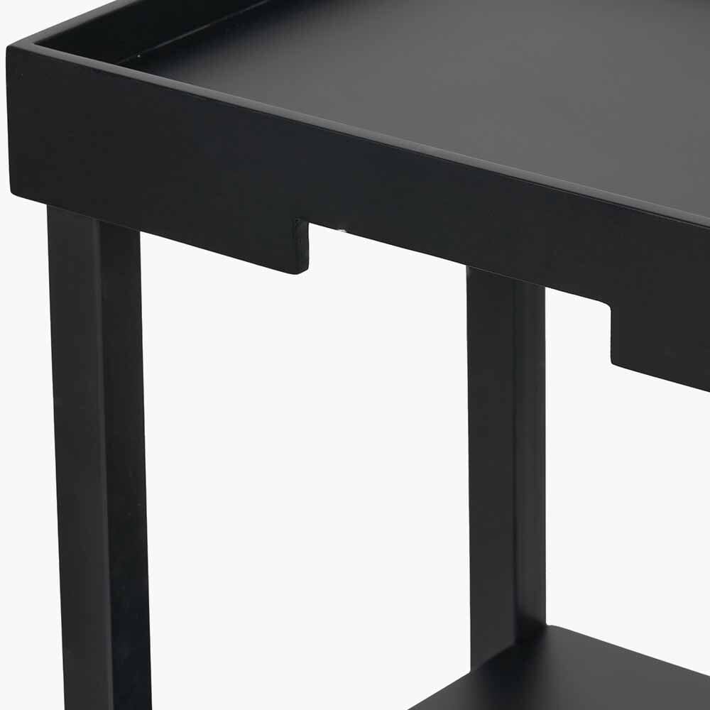 Amiya Black Wood Veneer Square Side Table