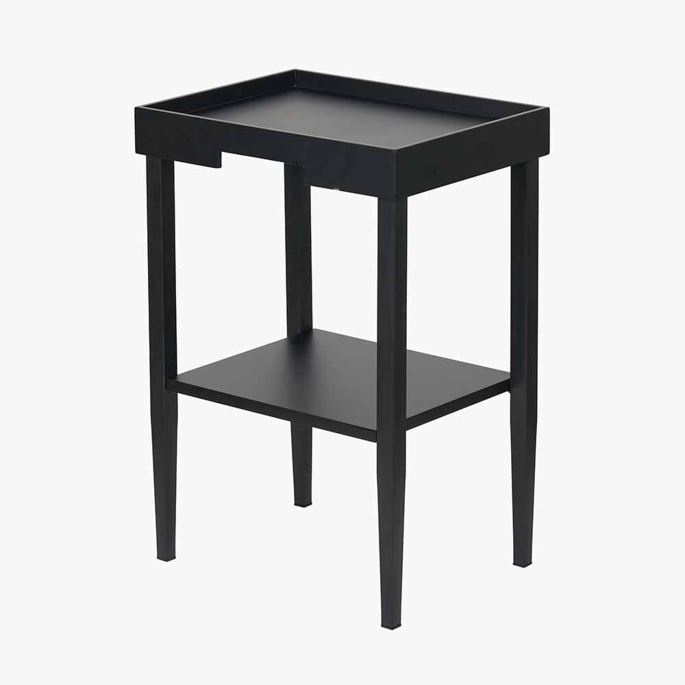 Amiya Black Wood Veneer Square Side Table