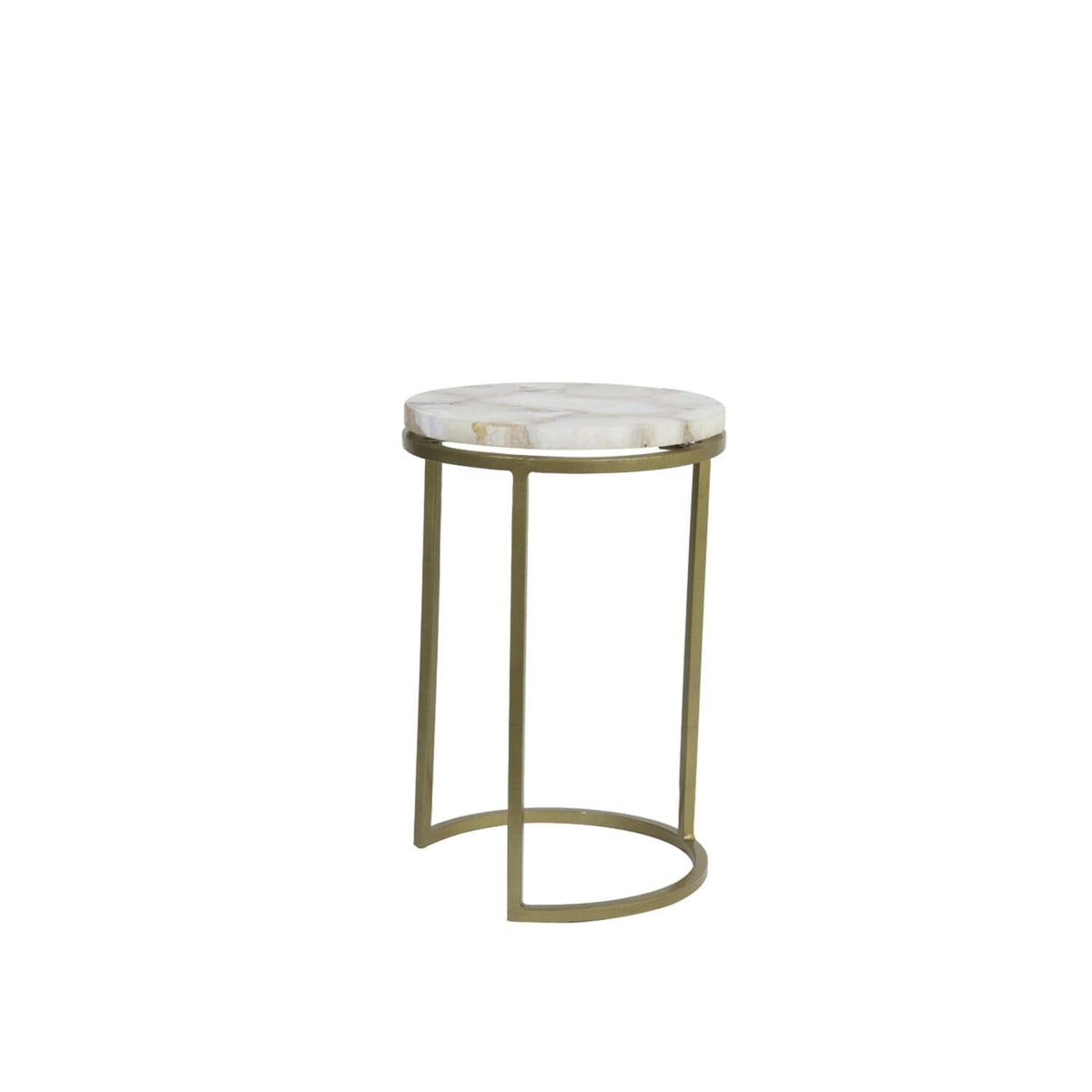 Anistoria Gold Nested Side Tables with Agate Top - Set of 2