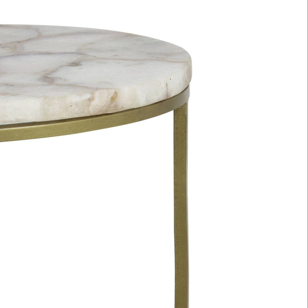 Anistoria Gold Nested Side Tables with Agate Top - Set of 2