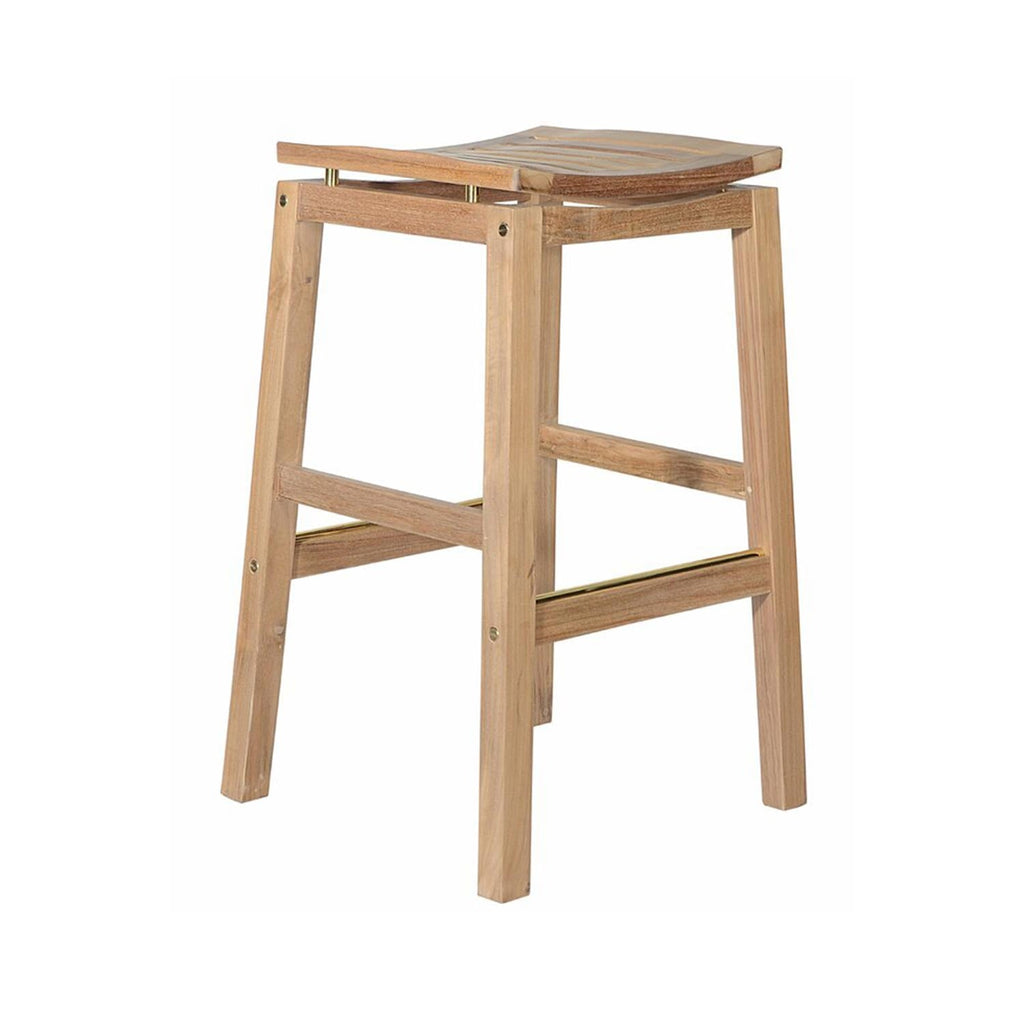 Antoine Backless Teak Outdoor Bar Stool