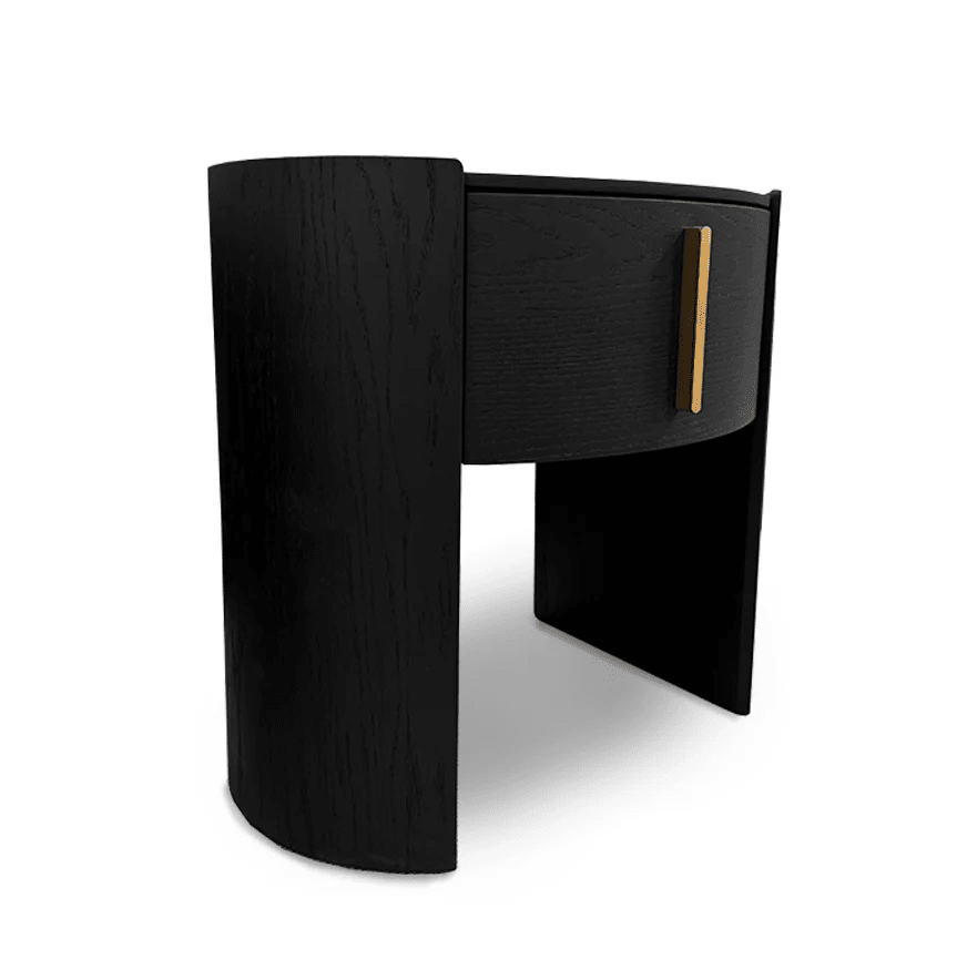 Arezzo Black 1 Drawer Bedside Table with Gold Handle Detail