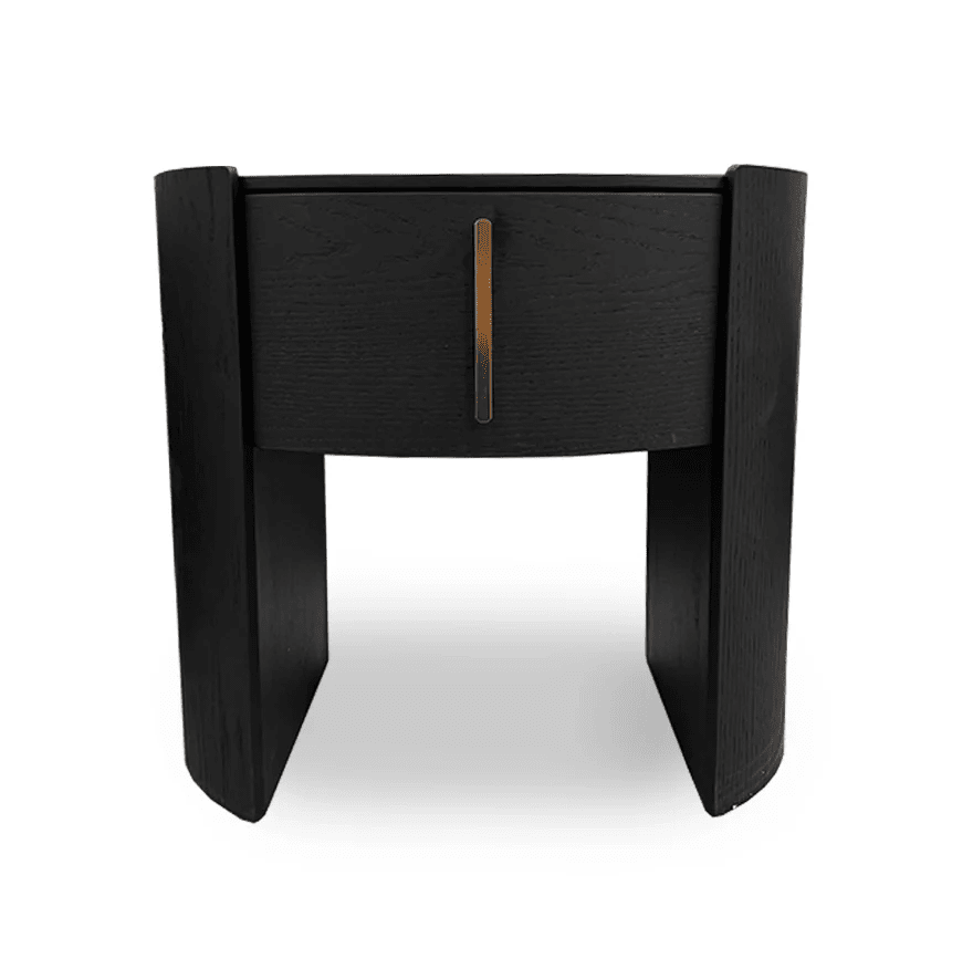 Arezzo Black 1 Drawer Bedside Table with Gold Handle Detail