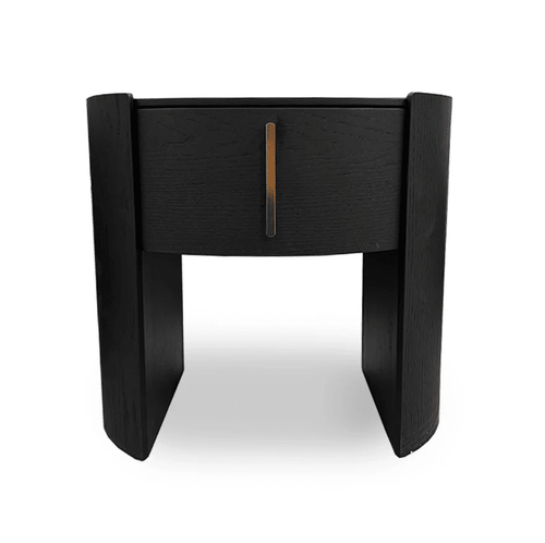 Arezzo Black 1 Drawer Bedside Table with Gold Handle Detail
