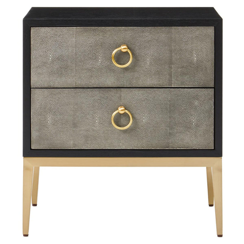 Arlen Premium Shagreen Effect 2 Drawer Bedside Table with Gold Legs