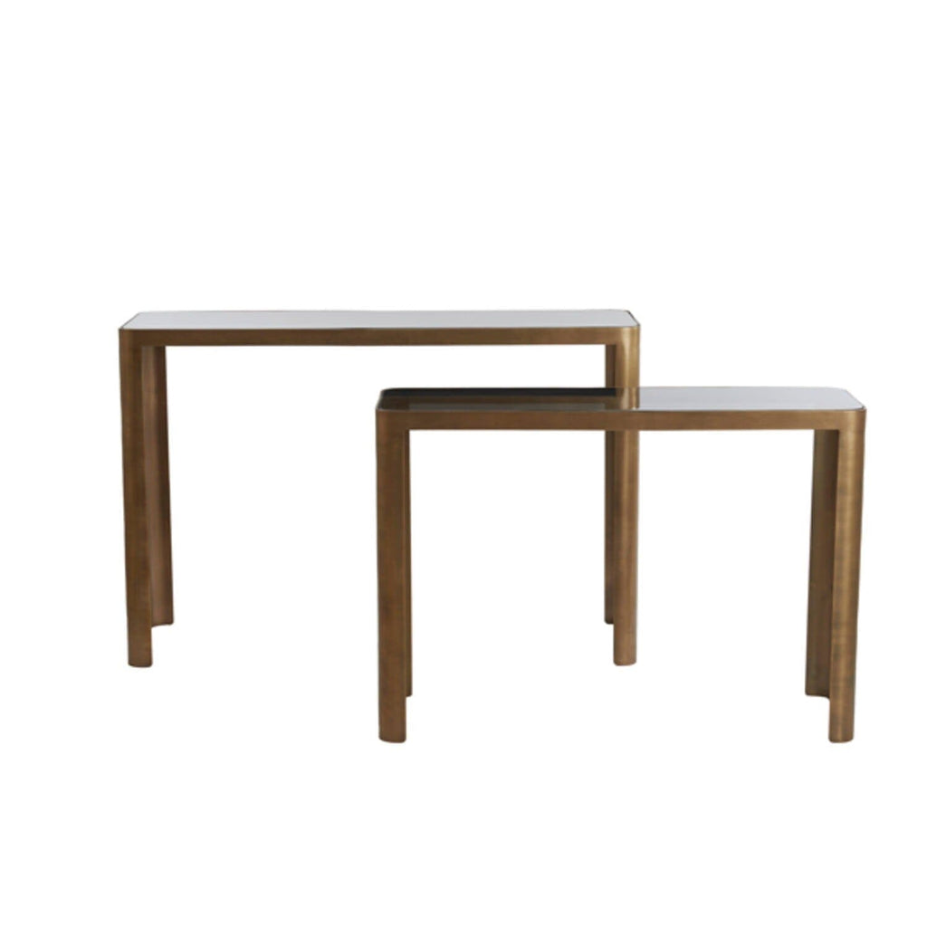 Ashcroft Bronze & Smoked Glass Console Tables - Set of 2