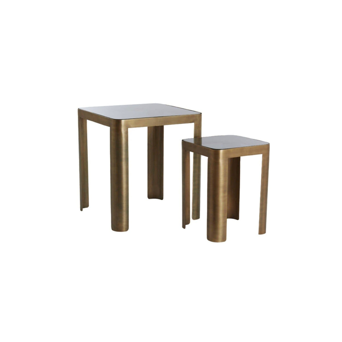 Ashcroft Bronze & Smoked Glass Side Tables - Set of 2