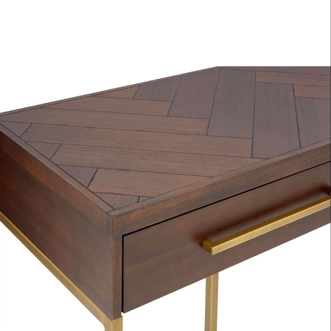 Bancha Dark Wood Console Table with Herringbone Detail