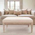 Blenheim Linen Fabric Top Square Coffee Table with Oak Legs