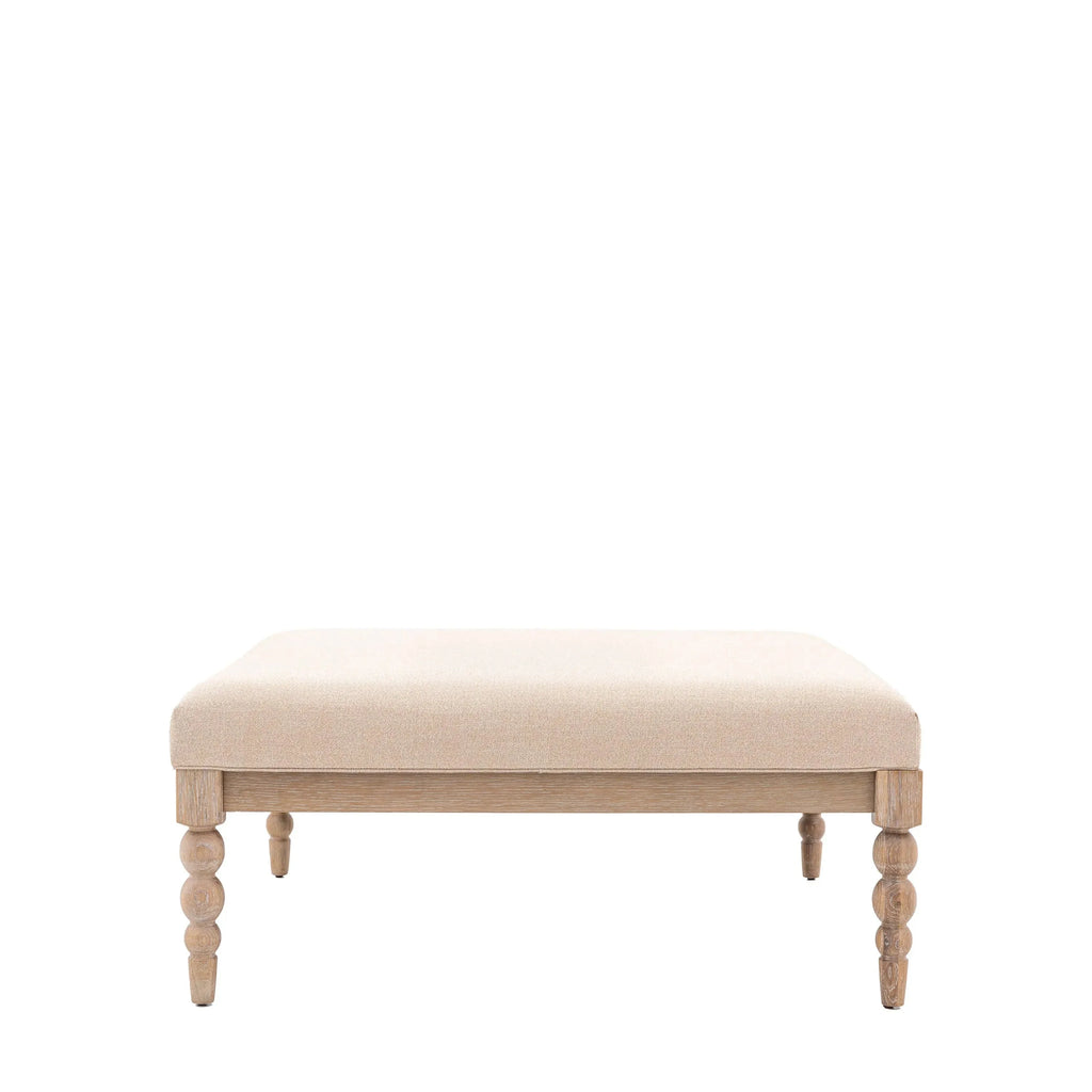 Blenheim Linen Fabric Top Square Coffee Table with Oak Legs