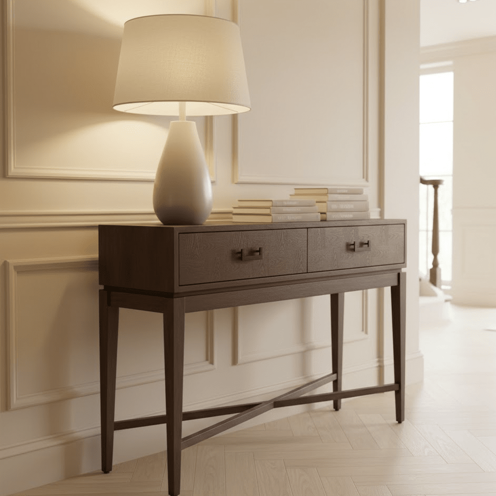 Calyptra Antique Grey 2 Drawer Console Table