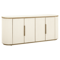 Camille Luxury Cream & Gold Ribbed Oval 4 Door Sideboard with Ceramic Marble Top