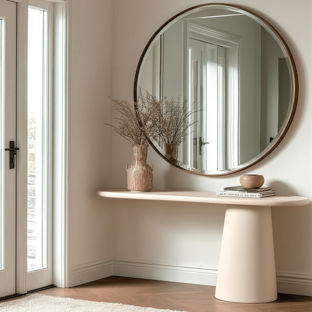 Carys Beige Oval Top Console Table