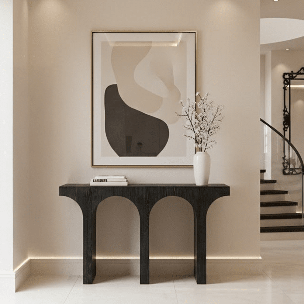 Churchill Black Wooden Arch Console Table