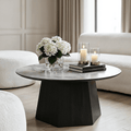 Collins Dark Brown Wooden Coffee Table with Marble Effect Top