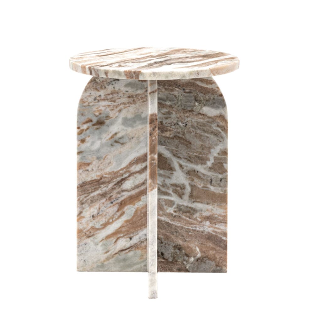 Cream & Coffee Abstract Natural Marble Side Table