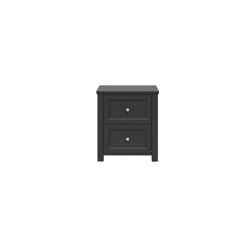 Cynthia Black 2 Drawer Bedside Table with Gold Handles