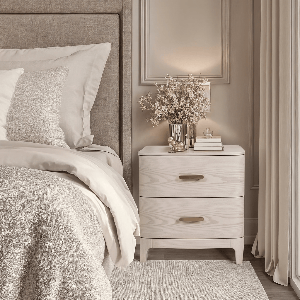 Dahlia Lightwash Wood 2 Drawer Bedside Table