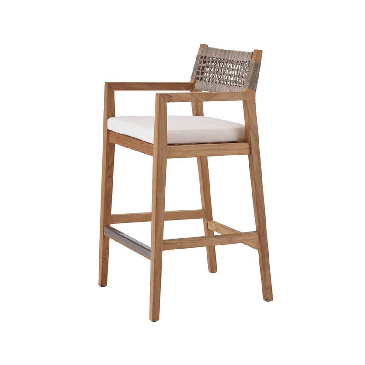 Daniel Upholstered Teak Outdoor Bar Stool