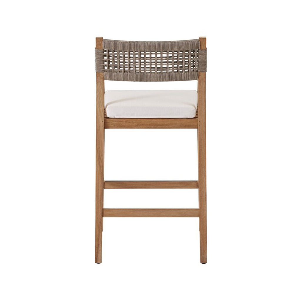 Daniel Upholstered Teak Outdoor Bar Stool