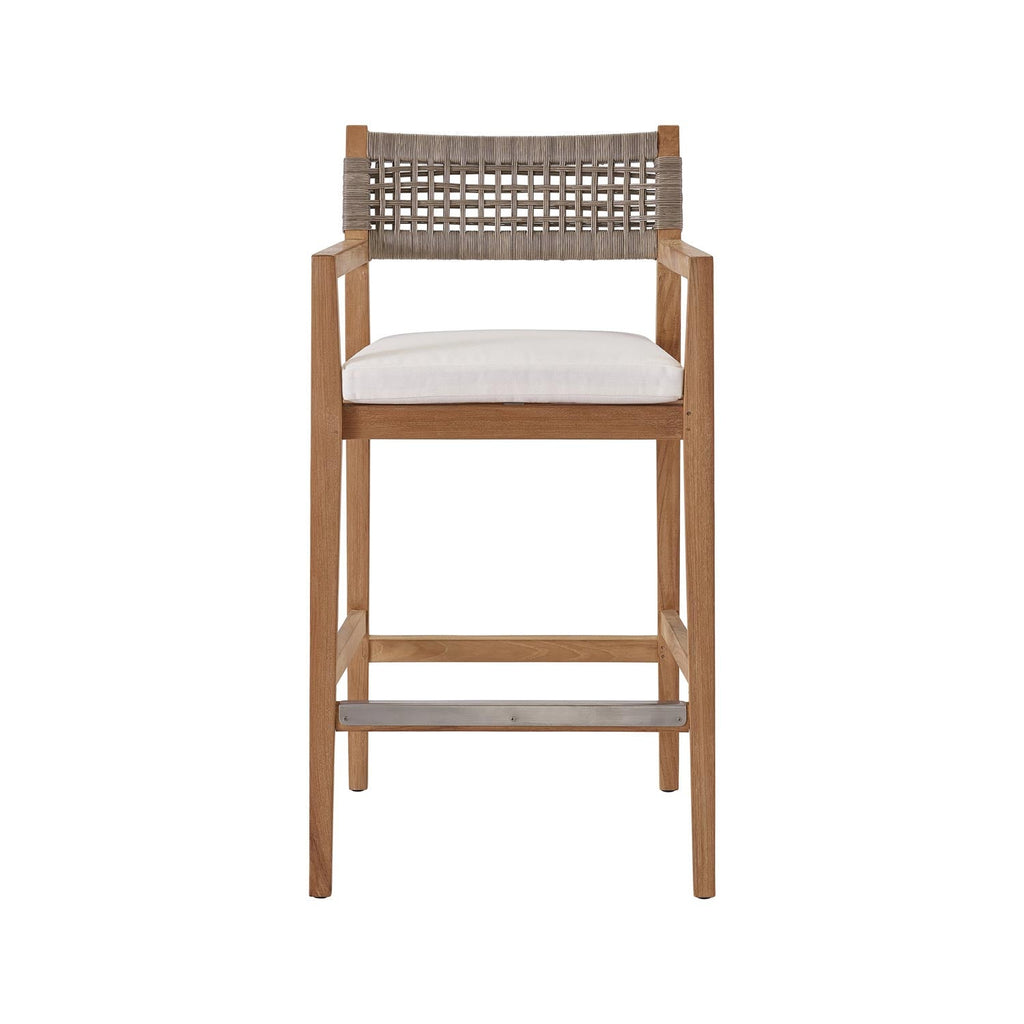 Daniel Upholstered Teak Outdoor Bar Stool